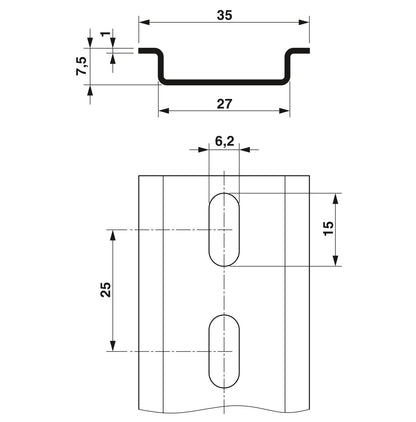 0801733 - NS 35/ 7,5 PERF 2000MM - Riel DIN